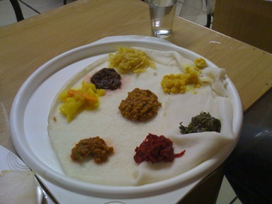 Injera at the unpretentious Cuisine Africaine canteen